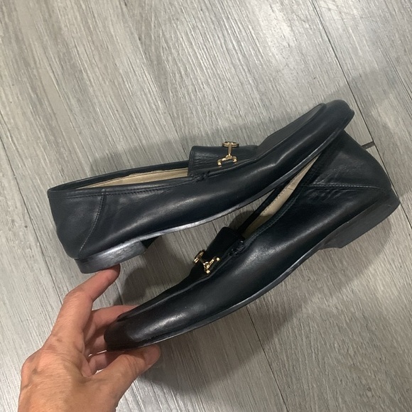 Sam Edelman LORAINE BIT LOAFER Black Leather Gold Metal Detail size 7.5 - Picture 5 of 9